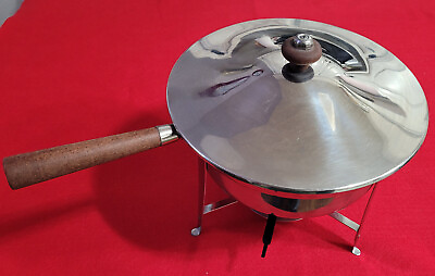 #ad #ad Vintage Chafing Dish Fondue Pot Orenson Ernest Sohn Stainless Atomic Mid Century $20.50
