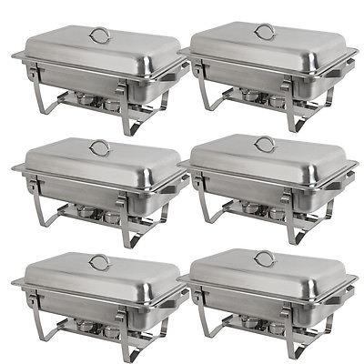 6 PACK CATERING STAINLESS STEEL CHAFER CHAFING DISH SETS 8 QT FULL SIZE BUFFET $177.59