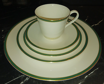 #ad #ad Royal Doulton Oxford Green 5PC Place Setting Dinner Salad Bread Plate Cup Saucer $28.95