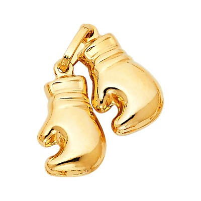 14K Yellow Gold Double Boxing Glove Pendant For Necklace or Chain $219.35