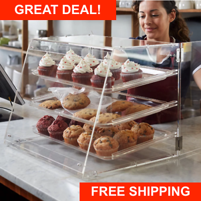 3 Tray Bakery Clear Acrylic Pastry Pastries Display Case Cafe Hotel Counter Food $211.99