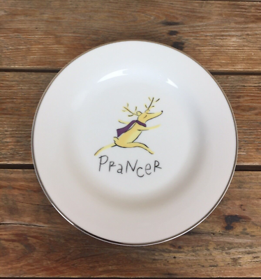 #ad Pottery Barn Reindeer Salad Plate Prancer 8.5 Inch Collectible Holiday Dish $9.99