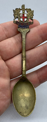 #ad #ad London England Domine Dirige Nos amp; Crest top Silver Plated Spoon pre owned $35.95