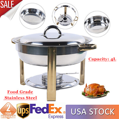 #ad 4 L Round Chafing Dish Food Warmer Tray Buffet Catering Stainless Steel NEW $22.80