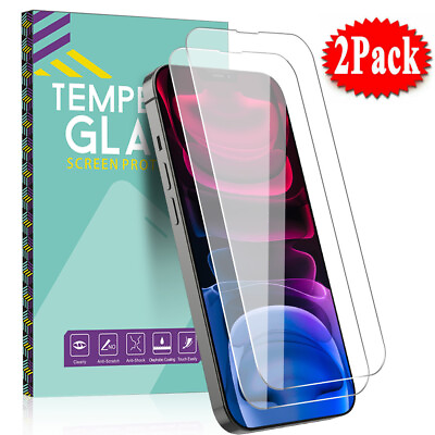 2 PACK For iPhone 14 Pro Max 13 12 11 XR XS Max Tempered GLASS Screen Protector $2.96