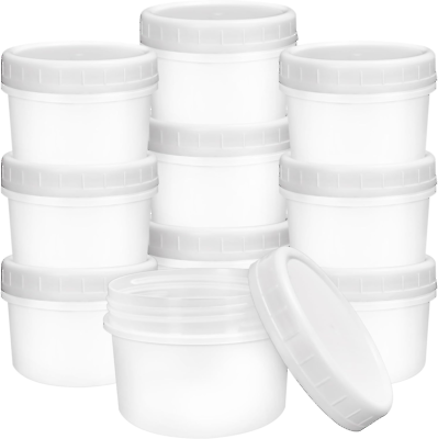 #ad 10 Pack 4Oz Reusable Small Plastic Containers with Screw Lids Small Food Storag $16.99