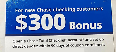 #ad #ad Chase $300 New Checking Bonus Exp 07 24 2024 Online Coupon $1.11