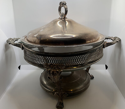 Vintage Anchor Hocking Dish 3 Quart Silver Plated Chafing Food Warmer With Lid $55.00