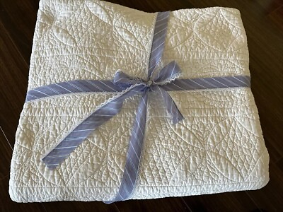 #ad Vintage Pottery Barn White Twin Quilt Bedspread W68”xL82” EUC Cottagecore NICE $124.90