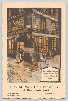 #ad #ad Postcard France Paris Restaurant De L’Escargot Vintage Unposted Attractive Print $8.95