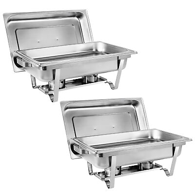 #ad 2 Packs Chafing Dish 8 Quart Stainless Steel Rectangular Chafer Full Size Buffet $61.58