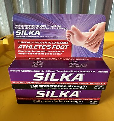 #ad 2 silka anti fungal cream for athletes foot 1oz ea exp 2025 scuffed box $22.95