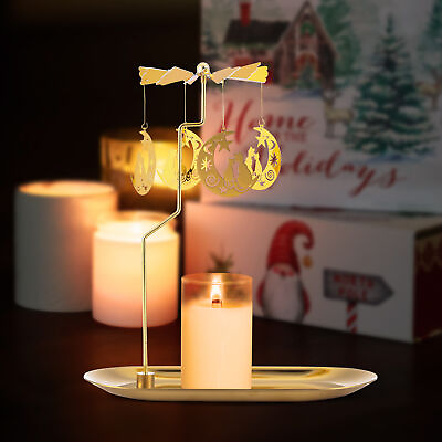 Christmas Rotating Spinner Carousel Candle Tea Light Holder tray Table Decor $15.99