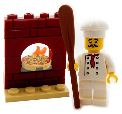 #ad #ad NEW LEGO PIZZA CHEF with BRICK OVEN MINIFIG LOT food minifigure cook kitchen $11.99