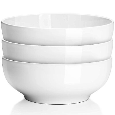 #ad 60 Oz Large Serving Bowls Set 8quot; White Soup Bowls Big Salad Bowls for Kitche... $44.79