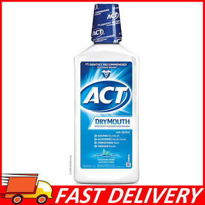 #ad ACT Total Care Anticavity Fluoride Mouthwash Dry Mouth w Xylitol Mint 33.8oz $11.23