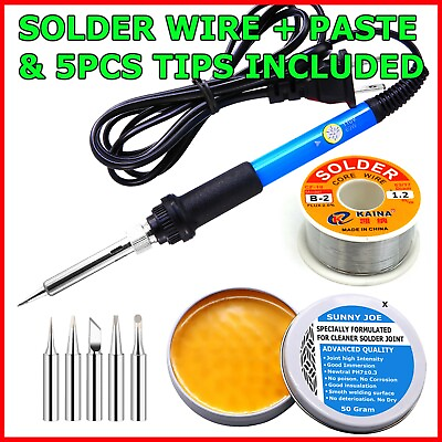 #ad Soldering Iron Electric Gun Adjustable Temperature 60W Welding Solder Wire Kit $9.85