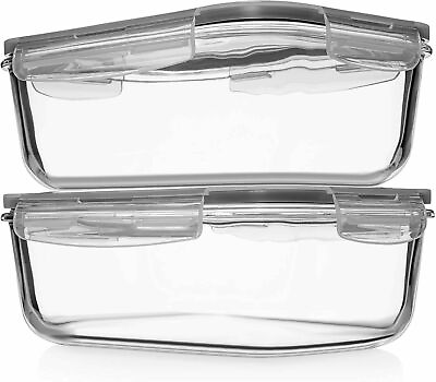 Razab Large Glass Food Storage Container with Airtight Lid 63 Oz Set of 2 $29.99