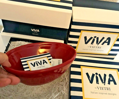 #ad #ad NIB Red Fresh VIETRI VIVA Italy OVAL BOWL Italy Pottery Salad Cereal SOUP 6.5quot; $37.75