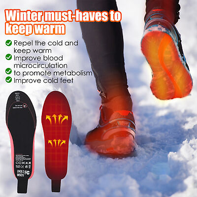 #ad USB Electric Heated Foot Insole Feet Warmer Heater Pads Winter Wear Men amp; Women $24.28