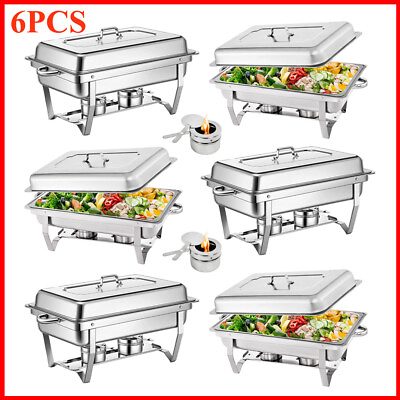 8QT Chafing Dish Buffet Set Stainless Steel Food Warmer Chafer Complete Set 6Pcs $157.59