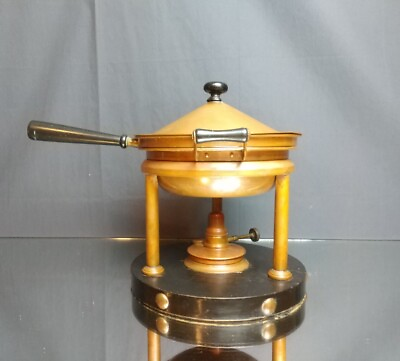 #ad COMPLETE Antique Copper Chafing Dish S. Sternau NY Skillet Double Boiler BURNER $135.99
