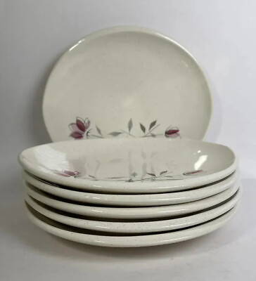 #ad 6 VTG Franciscan Duet Bread amp; Butter Salad Dessert Plates 6” Oval Pink Flowers $28.00