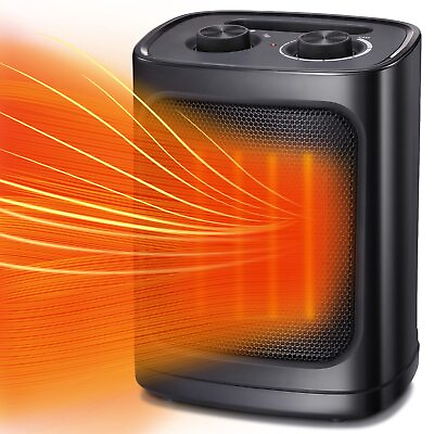 Portable Electric Ceramic Space Heater Fan Adjustable Thermostat 1500W for Room $31.54
