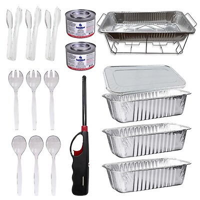 20 PC Chafing Buffet Set 5LB Loaf Pans Servers and Warmers with Handy Lighter $29.99