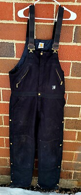 Carhartt R33 Yukon Extremes Arctic Zip Bibs Overalls Quilt Lined 34 USA Made $109.99
