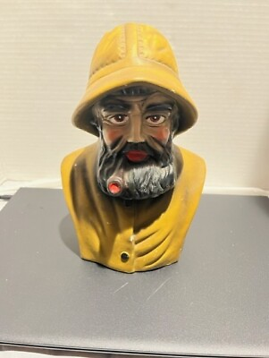 #ad Vintage Old Salt Sea Captain Figurine 8 Inch pipe in mouth in foul weather gear $19.99