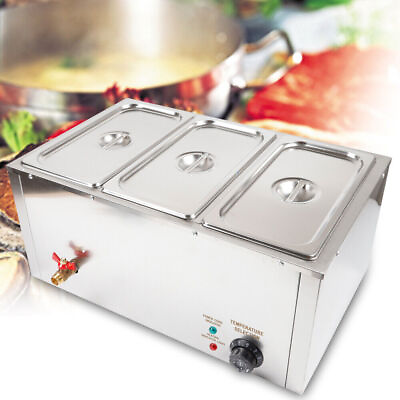 #ad Electric Food Warmer 3Pan Commercial Buffet Steam Table Stainless Steel 850W NEW $110.00