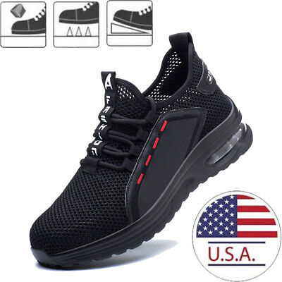 Mens Safety Shoes Steel Toe Boots Breathable Work Boots Indestructible Sneakers $28.99