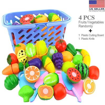 Pretend Play Food Set Kids Toy Kitchen Cutting Playset Cook Serve Meal $8.20