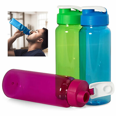 2 Pc Wide Mouth Sports Water Bottle Flip Top Lid BPA Free Gym Outdoors 21 Oz $13.49