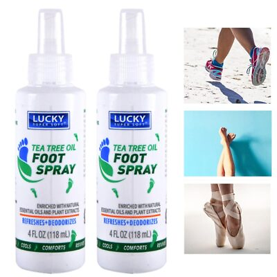 #ad 2 Natural Foot Spray Odor Eliminator Athlete Shoe Deodorizer Freshener Tea Tree $9.86