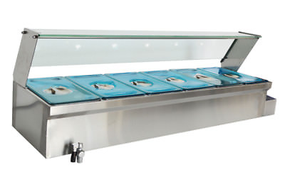 #ad 110V 1500W 6 Pan Bain Marie Countertop Food Warmer Steam Table with 6×1 3 Pans $423.15
