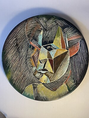 #ad Large Cubist Style Pottery Plate $50.00