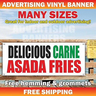 #ad DELICIOUS CARNE ASADA FRIES Advertising Banner Vinyl Mesh Sign fast food buffet $189.95