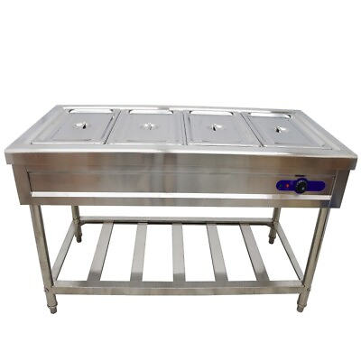 4 Full Size Pan Stainless Steel Buffet Food Warmer with Support Steam Table 110V $916.75
