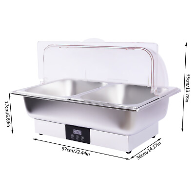 #ad Commercial 2 Well Buffet Food Warmer 5.7L For Restaurants Hotels W Half Cover $122.55