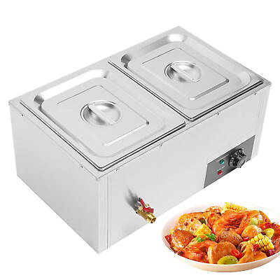 #ad 2 Section Electric Buffet Server Food Warmer Commercial Countertop Buffet Steam $142.65