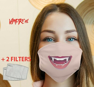 Vampire Face Mouth Mask With Filtersamp;Pocket Washable Reusable Adultamp;Kids Mask $9.99
