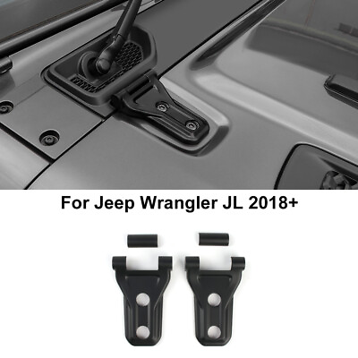 #ad Matte Black Engine Hood Hinge Cover Trim Decoration For Jeep Wrangler JL JT 18 $18.99