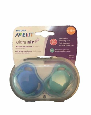 #ad Philips Avent Ultra Air Pacifier 6 18m 2 Ct. Pacifier amp; Soother With Case. New. $3.21