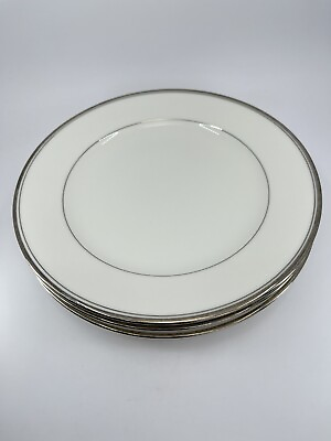 #ad 3 Vintage Noritake Champlain salad Plates 7553 Japan cream silver accent 8.25quot; $24.00