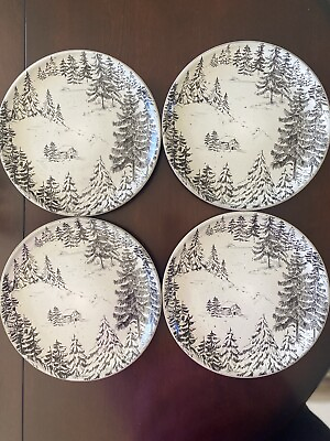 #ad NEW Pottery Barn Rustic Forest Dinner Plates Set 4 $75.00