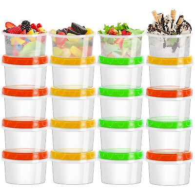 #ad 20 Pack 8oz Reusable Plastic Containers Twist Top Food Storage with Screw Lids $23.99