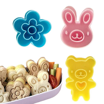 #ad Shape Cutters for Food Kids 3pcs Sandwiches Onigiri Mold Cute Bear Flower Rabbit $7.90