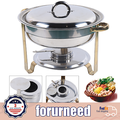 #ad Stainless Steel 4L Round Chafing Dish Buffet Chafer Food Warmer Tray with Lid $23.00